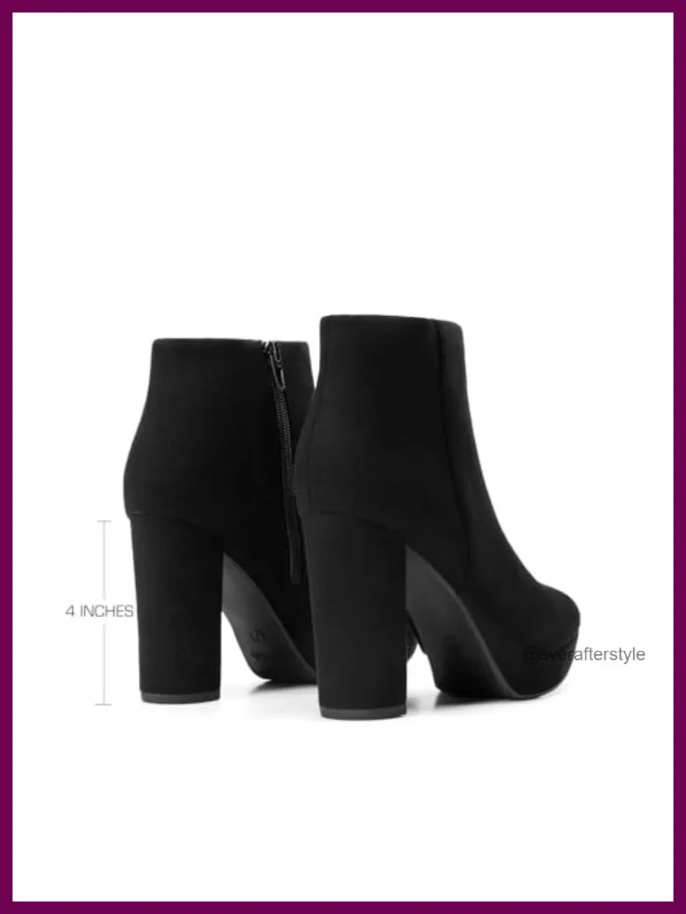 Chunky Block Heel Ankle Boots with Platform and Zipper